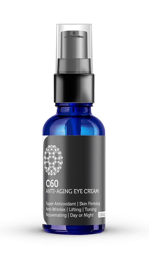 C60 Anti-Aging Eye Cream 30ml with Matrixyl 3000, Tripeptide-5, Hydrating Botanical Hyaluronic Acid and Vitamin C for Men & Women Made with Organic Ingredients