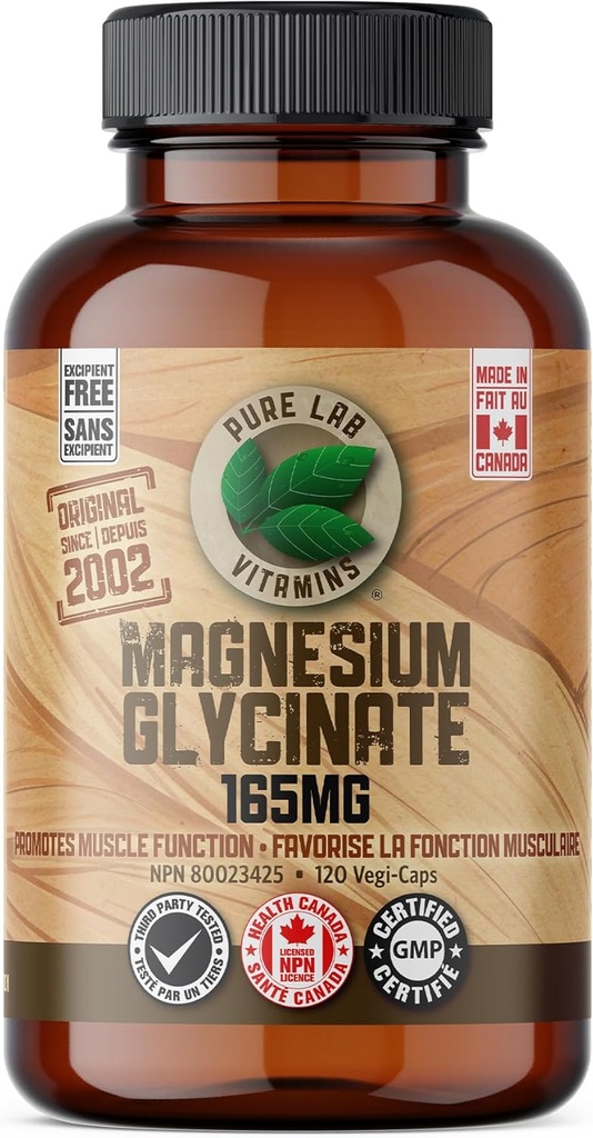 Suplemento de magnesio cápsulas, 120 conde, 165mg capusles, 495mg por porción, Gluten Free, Made in Canada
