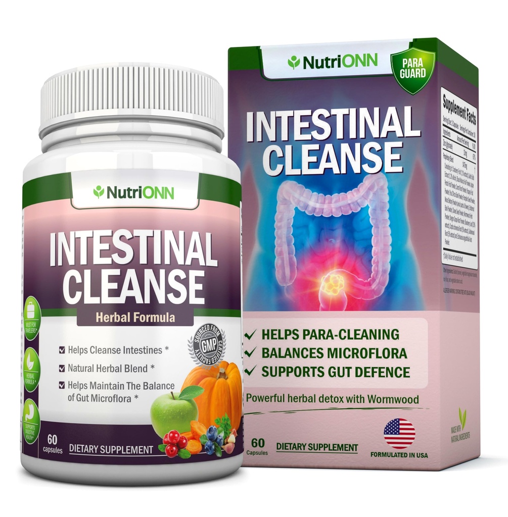 Intestinal Cleanse - All Natural Herbal Detox Formula - Full 10-Day Detox Program - Wormwood, Cranberry, Paul D'Arco, Goldenseal, Garlic, Black Walnut Hull, Echinacea and 10 Other Natural Ingredients