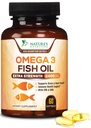 Omega 3 Fish Oil Supplements - 2400mg Fish Oil Per Serving - Triple Strength Omega-3 with EPA & DHA Fatty Acids - Natural Heart, Brain & Immune Support - Wild Caught, Bottled in USA - 60 Softgels
