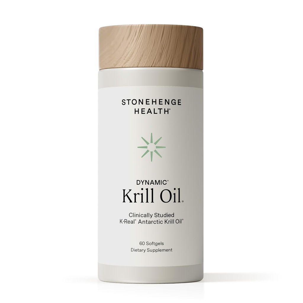 Stonehenge Health Dynamic Krill Oil 1600mg – Triple Strength Antártico Omega-3 Suplemento con EPA, DHA, Phospholipids & 2mg Astaxanthin – Apoya Corazón, Cerebro, Esquía, Salud Ocular Conjunta – 60 Softgels