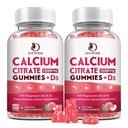 (2 Pack) Calcium Citrate 1200mg with Vitamin D3 Supplements Gummies for Women & Men, Calcium Gummies with Vitamin D3 K2, High Absorption for Bone Muscle Healthy- Peach Flavor- 60 Day Supply
