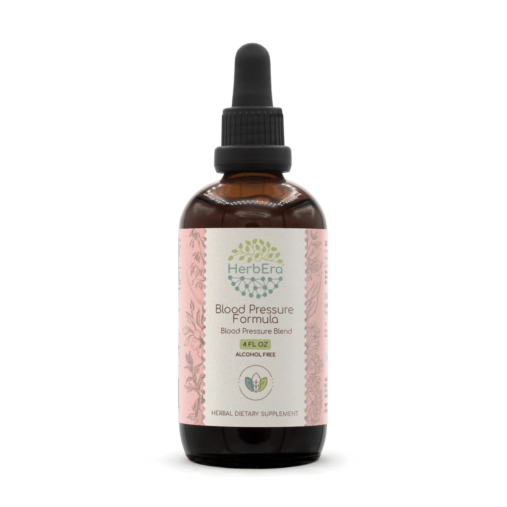 HerbEra Blood Pressure Fórmula B120 Extracto libre de alcohol Tintura: Hoja de hawthorn, Herb de la madre, Pimienta de Cayena, Flor de Hibiscus, Spirulina. Presión sanguínea Blend 4 Fl Oz