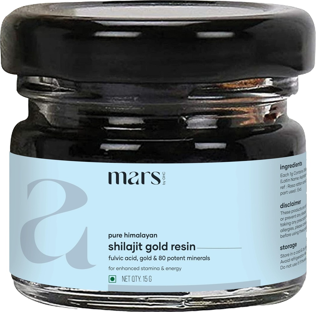 Mars Himalayan Shilajit Gold Resin – Organically Extracted from High-Altitude Himalayas | Supports Natural Energy, Vitality & Wellness | 15g - Pack of 1