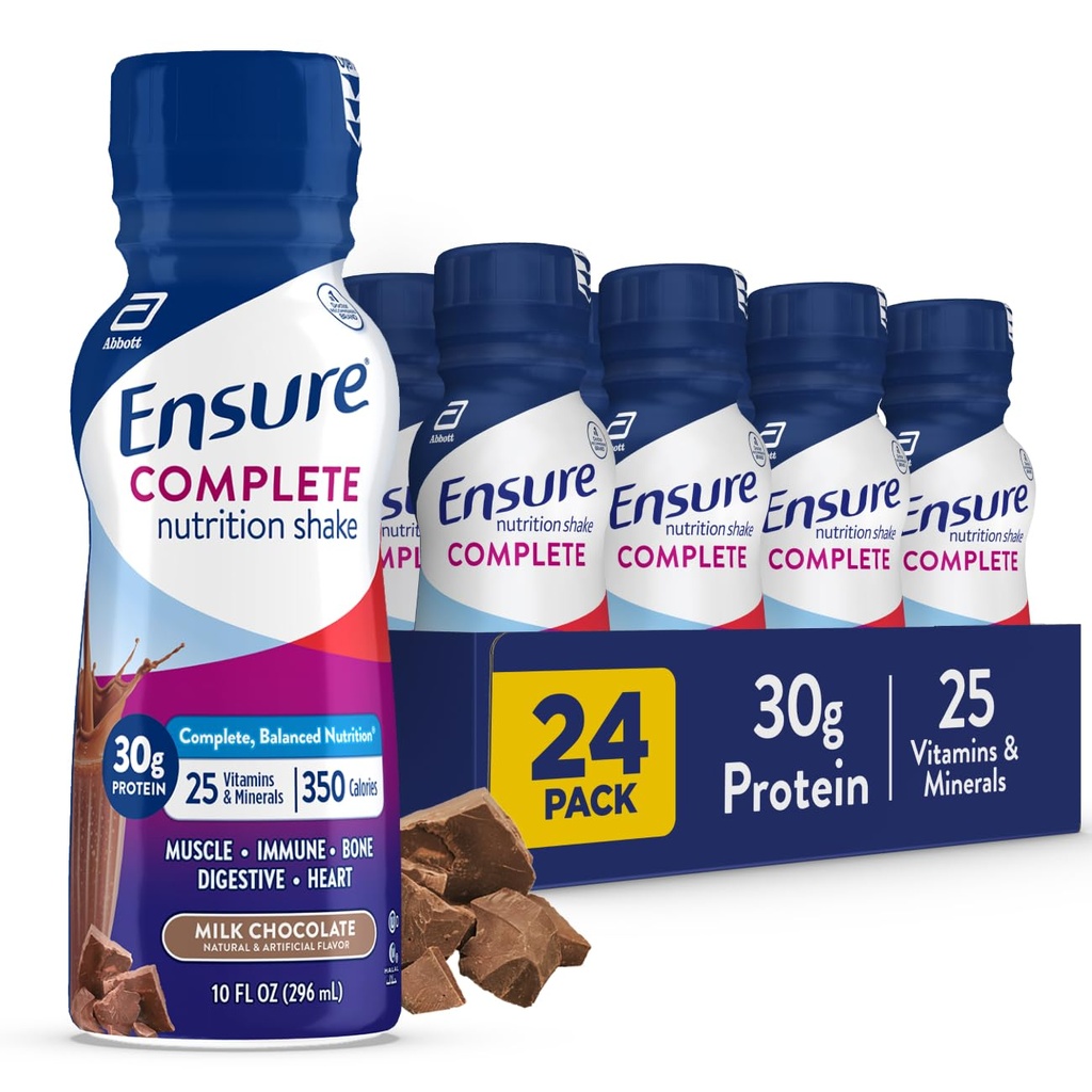 Asegurar el afeitado de nutrición de leche, reemplazo completo de comida equilibrada, listo para beber, 30g Proteína, 25 vitaminas & minerales, 10 fl oz—24 Pack