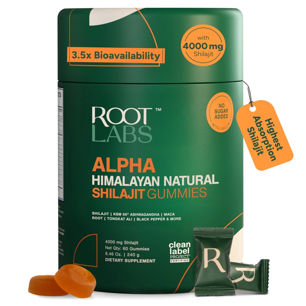 10-in-1 Alpha Shilajit Gummies ← 4000 mg Pure Himalayan Shilajit, Tongkat Ali, Maca Root, 75% Fulvic Acid ← ShilAbsorb Bioavailability Tech ← Sugar-Free Vegan, 85+ Trace Minerals ← 60 Pack