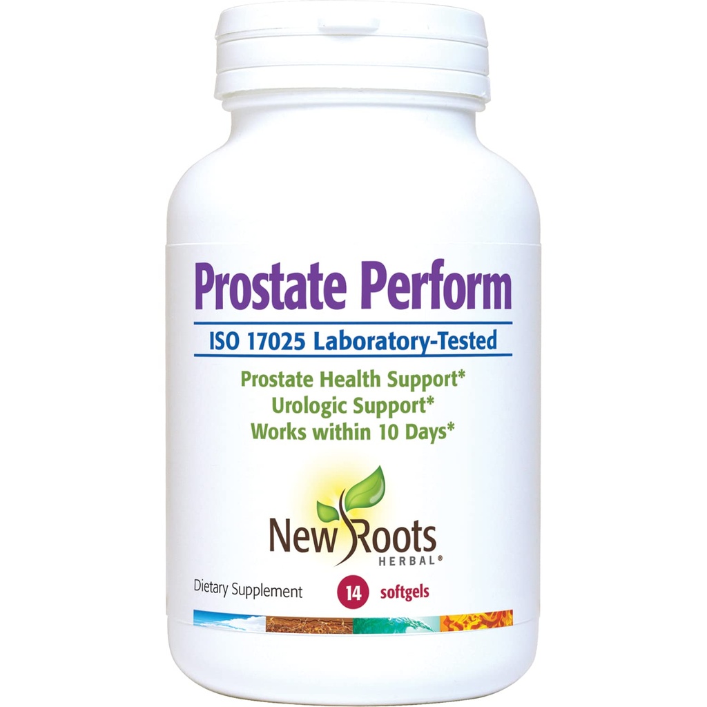 NEW ROOTS HERBAL Prostate Supplement Saw Palmetto tención 16 Herbals: Plant Sterols, Rye Flower, Borage Oil, Cranberry, Olive Oil, Zinc, Selenium (14 Softgels) for Urinary Health