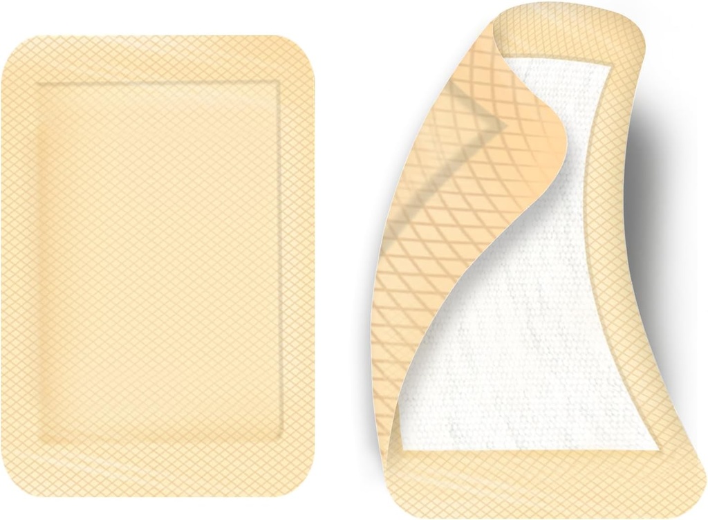 50pcs Large Adhesive Bandages 4 x 3 Inches Elastic Adhesive Wound Dressing Bandage Large Wound First Aid Bandages, Skin Color