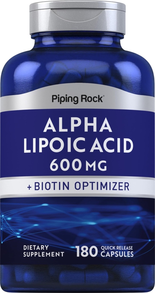 Piping Rock Alpha Lipoic Acid 600mg | 180 Capsules | Plus Biotin Optimizer | ALA Supplement | Non-GMO, Gluten Free