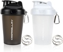 2 Pack Shaker Botellas para Mezclas Proteínas, 17 oz Botella pequeña Proteína con Manija, Cofre para Mezclador de Gimnasio con Blending Ball para Pre Workout, BPA-Free &amp; Dishwasher Safe(Black, White)