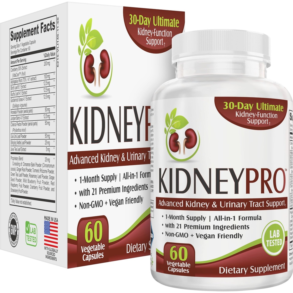 Kidney-PRO con 21 Suplementos de Salud del Riñón ← All-in-1 Fórmula ← Suplemento de la Tract del Riñón ← Daily Cleanse " Detox Support ← 1-Month Supply