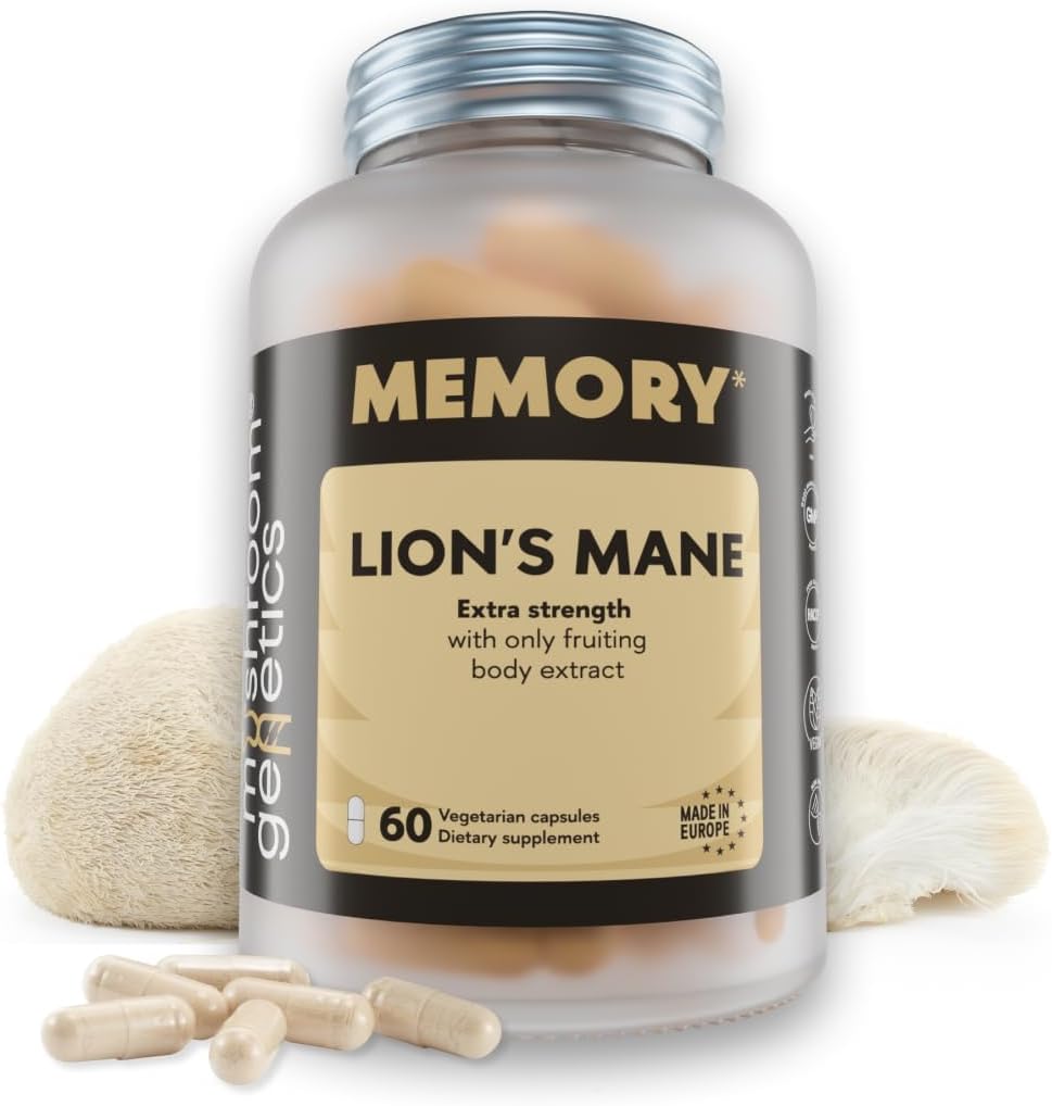 Lions Mane Supplement Capsules - Suplemento Nootropic Mushroom para Cerebro, Memoria &amp; Apoyo Inmunitario Silencio Extracto corporal para Focus, Energy & Cognitive Wellness