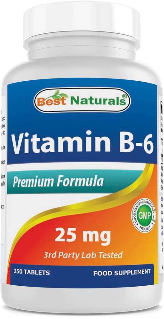 Mejores Naturales Vitamina B-6 25 Mg Tablas, 250 Cuenta