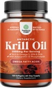 Antártico Krill Oil 2000mg Softgels Por Serving - Omega 3 Krill Oil Supplement with EPA DHA ' Astaxanthin - 3rd Party Lab Tested No Gluten GMOs or Fishy Aftertaste - 2 Months