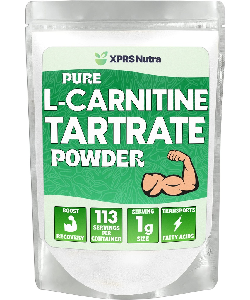 XPRS Nutra L Carnitine L Tartrate Powder - Premium Pure L Carnitine Tartrate - L-Carnitine - Vegan Friendly Bulk L Carnitine Powder - Amino Acid Suplemento (4 onzas)