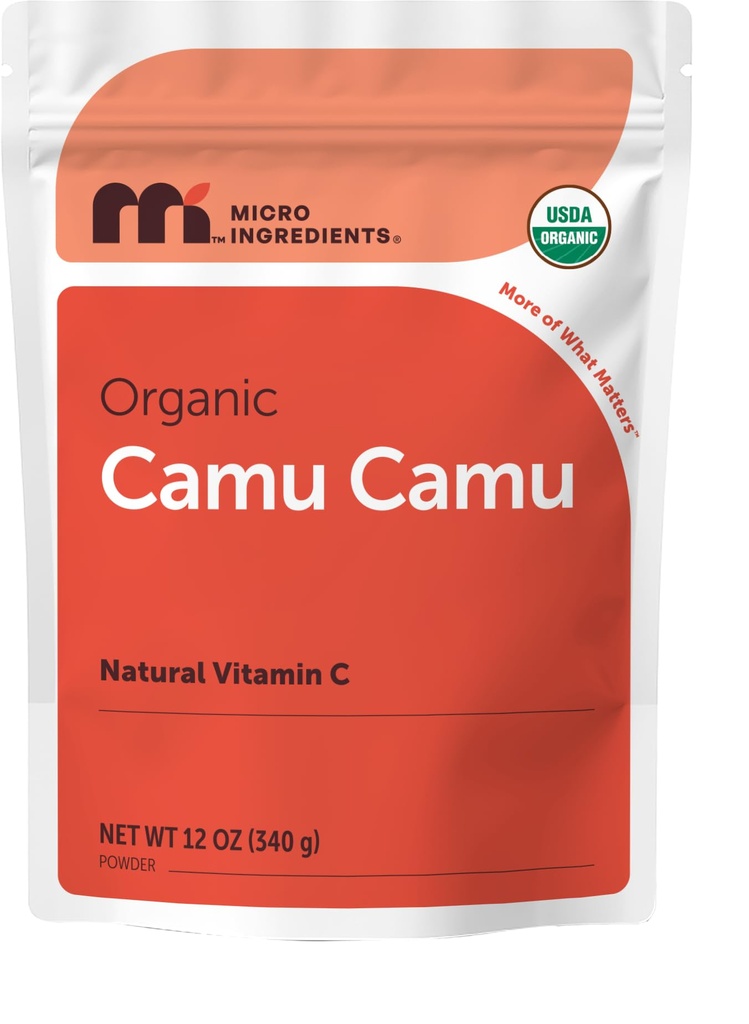 Organic Camu Camu Powder, 12 oz ← High Natural Vitamin C Level TEN Fresh Freeze-Dried Berries Source ← No GMOs, Vegan Friendly