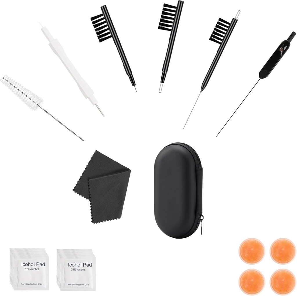 Phitunry 52-Piece Hearing Aid Cleaning Kit Accesorios Portable Hearing Aid Case Pocket Size with Cleaning Brush Tools, Dry Capsules, Audio Wipes, Deer Velvet Cloth and Hearing Aid Travel Case(Small)