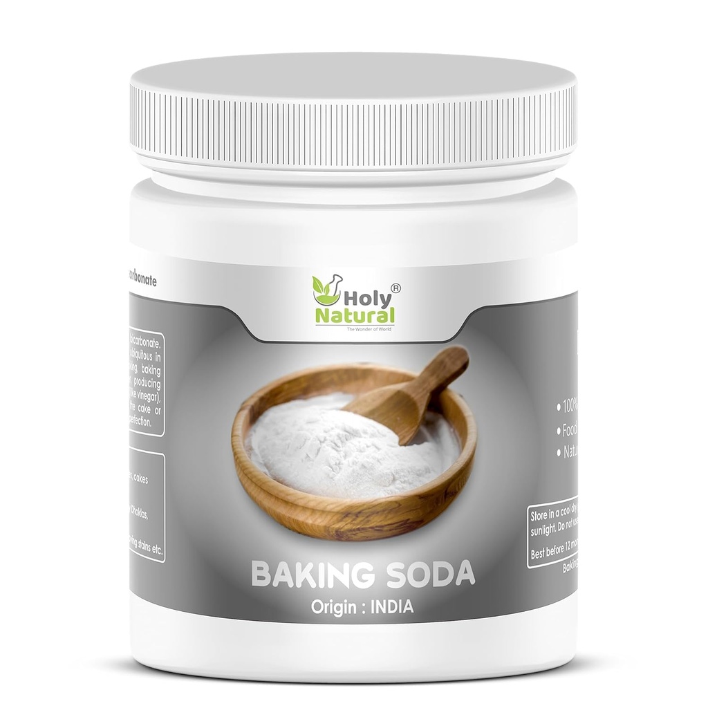 Ho.ly Na.tu.ral Baking Soda 250 gm ¦ Food Grade Sodium Bicarbonate ← Para cocinar, hornear y limpiar