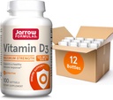 Jarrow Formulas Vitamina D3 125 mcg (5000 UI) - 100 Serviciones (Softgels) - Salud de los huesos, Apoyo inmunitario &amp; Metabolismo de calcio Apoyo - Suplemento de vitamina D - Vitaminas D3 - 5000 UI Vitamina D (Pack of 12)