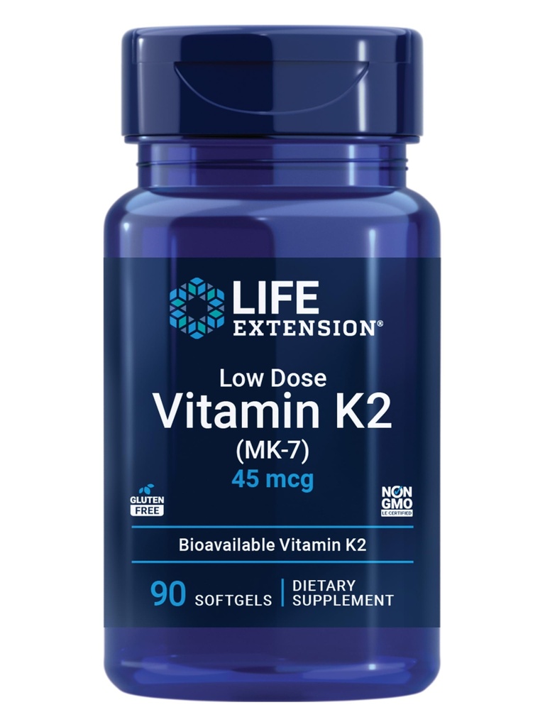 Extensión de la vida Vitamina K2 – Apoya la salud Arterial – No GMO, Libre de gluten – 90 Softgels