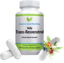 Suplemento Trans-Resveratrol - cápsulas orgánicas – Suplementos veganos para Mujeres y Hombres, Antioxidante natural, Suplemento de polifenoles, Anti envejecimiento - 60 cápsulas, 600 mg, 30 días de suministro
