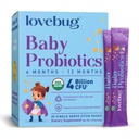 Probióticos LOVEBUG para bebés - Probióticos biológicos para bebés 6-12 meses para bebé inmunitario, gas, cólico, diarrea &amp; estreñimiento Alivio del azúcar, polvo sin sabor, 30 Pack