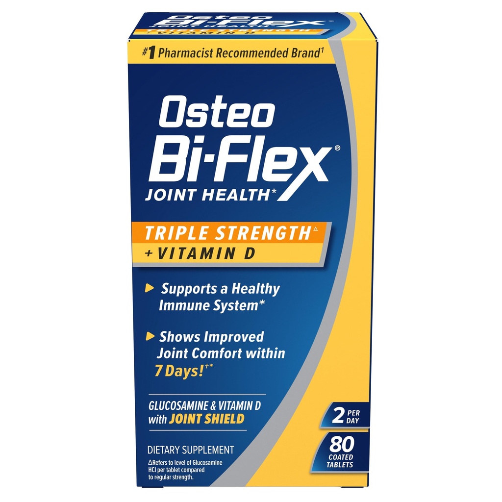 Osteo Bi-Flex Triple Strength(5) con Vitamina D Glucosamine Chondroitin Joint Health Suplemento, Coated Tablets, 80 Cuenta