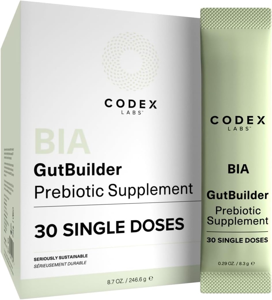 Prebióticos para la salud digestiva &amp; Apoyo al sistema inmunológico – Fibras dietéticas, antioxidantes " Superalimentos para Gut Barrier Strength " Gut Microbiome Balance TEN 30-Day Supply Ø Codex Labs BIA GutBuilder
