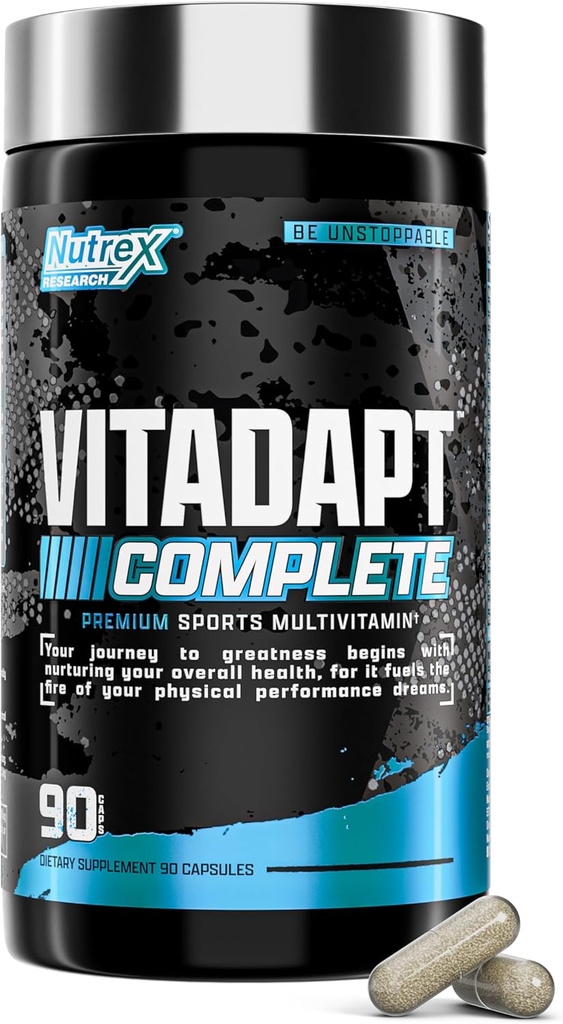 Nutrex Research Vitadapt Complete Sports Multivitamin for Men - 24 Vitaminas, KSM-66 Ashwagandha y Minerales para atletas - Mens Multivitamin (90 cápsulas)