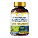 Veda orgánica Ginkgo Biloba Turmeric Bacopa Brain Supplement for Memory, Mood & Focus with Ashwagandha - Concentration, Energy & Brain Booster, Healthy Joints & Circulation Support - 60 Vegan Capsule