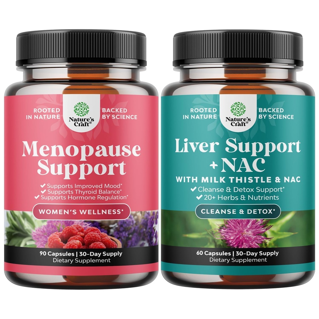 Bundle of Menopause Supplement for Women with Dong Quai, Vitex Chaste Berry " Black Cohosh and Liver Support NAC Supplement with Milk Thistle, Artichoke, Choline " Beetroot for Detox " Repair
