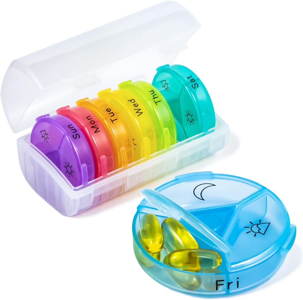 Organizador semanal de píldoras, Chrxbei 3 veces al día Pill Case Organizers 7 Day, Thickened Travel Pill Box with 21 Large Compartments, BPA Free Medicine Organizer to Hold Vitamin, Supplements, Fish Oils