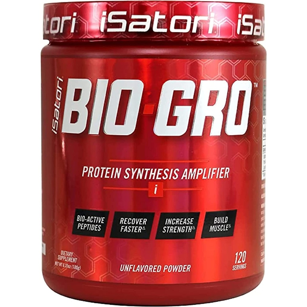 iSatori BIO-GRO Sintesis de proteína Amplificador, para la recuperación de músculos " Crecimiento, mejora del estimulante libre de pre-entrenamiento " Suplemento de Colostrum con péptidos bio-activos sin sabor (120 piezas)