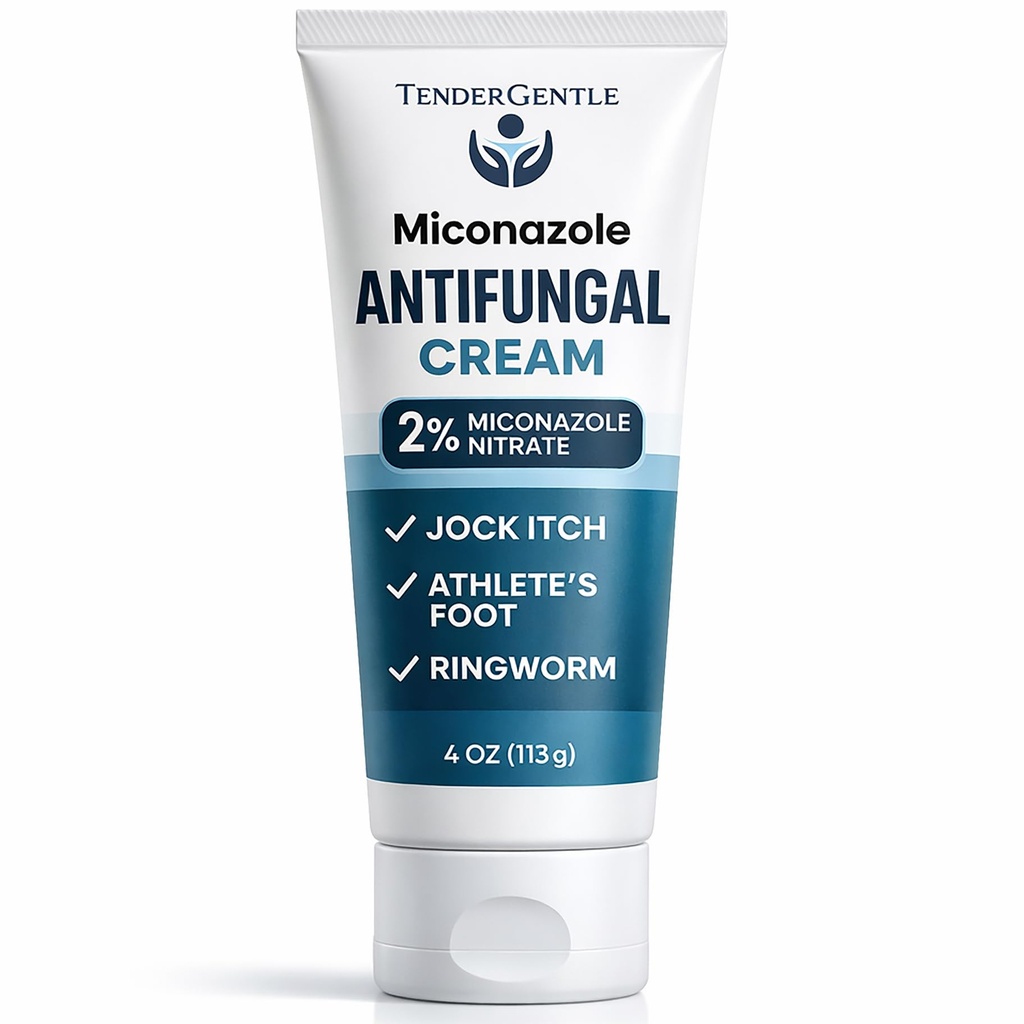 Crema antifúngica de Miconazol para la piel - 4 oz de Miconazole Nitrato para Jock Itch, Pie de Atleta, picazón y rosca