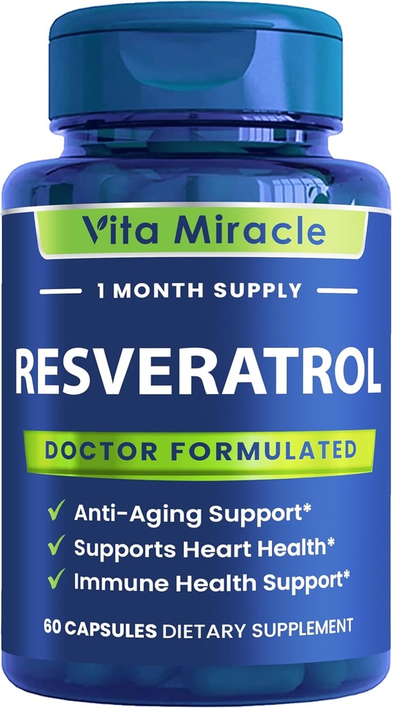 Resveratrol Supplement 1200mg High Potency - Organic Trans Resveratrol with Enhanced Absorption for Cellular and Cognitive Health Supplements - Non GMO Compare This 1200 mg to Others 500mg Or 1000mg
