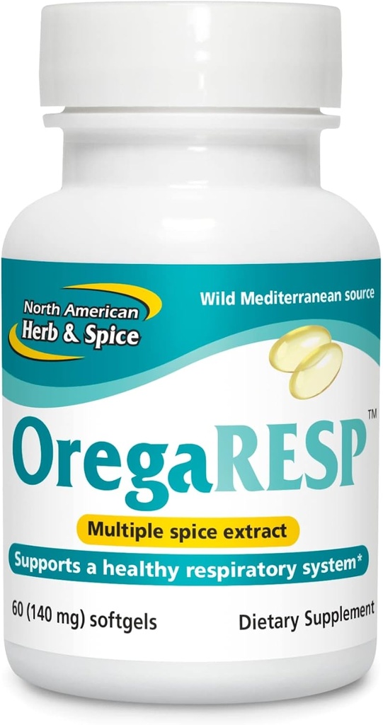 NORTH AMERICAN HERB &amp; SPICE OregaResp P73-60 Softgels - Soporta Immune &amp; Respiratory Health - Multiple Spice Oil Complex with Oreganol P73 Oregano Oil - Non-GMO - 30 Servings