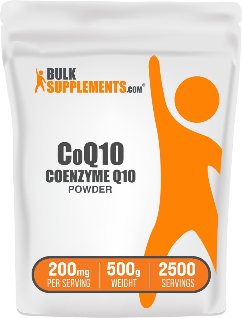 BulkSupplements.com Coenzyme Q10 Powder - Coenzyme Q10 200mg Suplemento, Suplemento Nutricional - Gluten Free, 200mg por Serving, 500g (1.1 lbs) (Pack of 1)