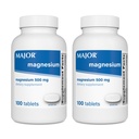 Major Magnesium 500mg - Magnesium Oxide Tablets - Dietary Supplement - 100 Count (2 Pack)