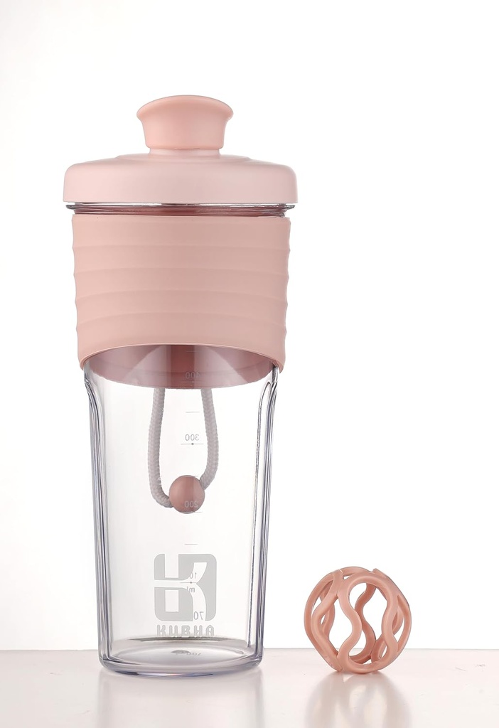 2a Generación Botella de Shaker para Proteína con Bola de Mezcla - Perfecto para entrenamientos y uso al aire libre, 24 onzas Whey Protein Shaker con medición clara (Pink)