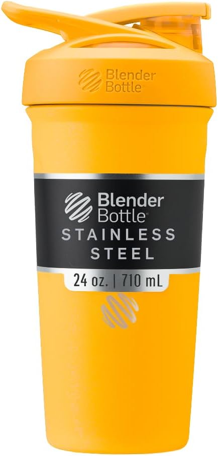 BlenderBottle Sport Aislamiento de acero inoxidable con Wire Whisk, 24-Once, Mango – Protein Shakes " Hidratación para atletas " Fitness Entusiastas, Mezcla fácil, mantiene las bebidas frías, tapa encerable