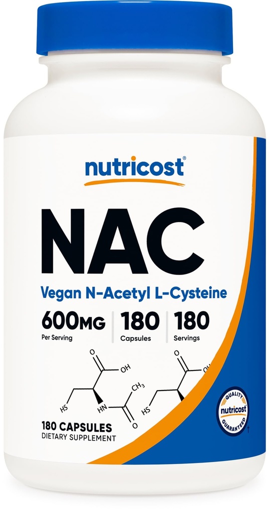 Nutricost N-Acetyl L-Cysteine (NAC) 600mg, 180 Capsules