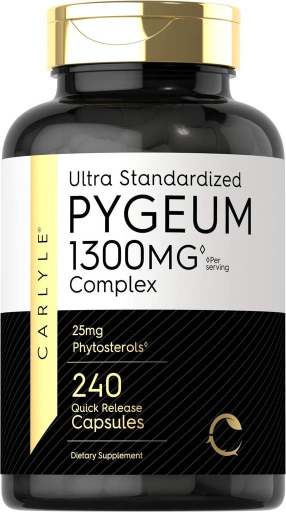 Carlyle Pygeum Suplemento 1300mg ← 240 Capsules ← Non-GMO, Gluten Free ← Africanum Bark Extract Suplemento