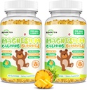 Magnesio Gummies para niños - Magnesio Glycinate Gummies Suplemento con L-Theanine, Vitamina B6, D3 para adultos &amp; niños, calma Magnesio para dormir, relajación, cerebro, huesos, azúcar Pineapple 120ct