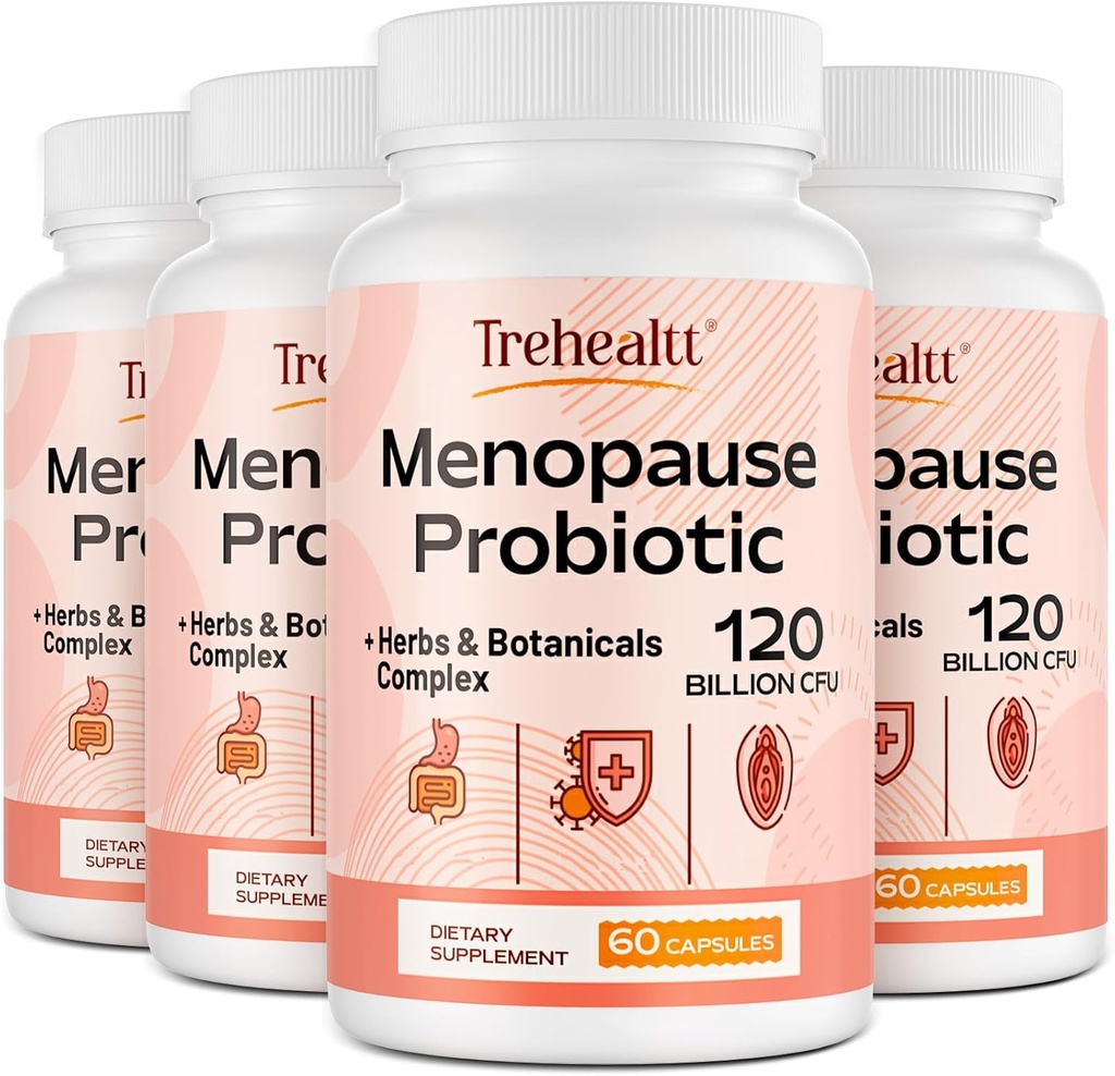 Suplementos de menopausia para mujeres, 120 Billones CFU Probiótico, 13-en-1 Herbs & Botánicos Complejo, para la menopausia hormonal, Flashes calientes, sudaderas nocturnas, mudas, trastornos del sueño, vegano, 240 cápsulas