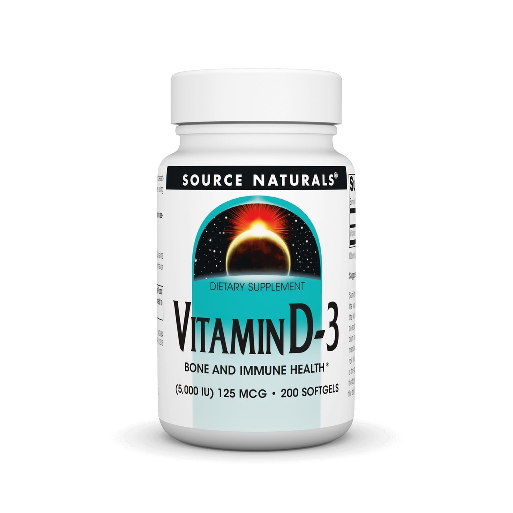 Fuente Naturals Vitamina D-3 5000 iu Soporta Bone & Immune Health* - 200 Softgels
