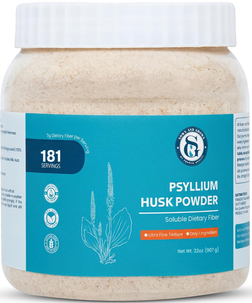 Psyllium Husk Powder- 2lb, 32oz  víspera Mezcla fácil Fibra dietética ← Limpiar su sistema digestivo Silencio Finamente Polvo terrestre ← Ideal para Keto Baking ← Non-GMO
