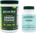 Greens First - Mint - 30 Servings - Greens Powder Superfood, 49 Superfoods, 15+ Organic Fruit & Vegetables, Dairy Free, Vegan & Non-GMO - 9.86 oz and D3+K2 Vitamins, 60 Vegetable Capsules