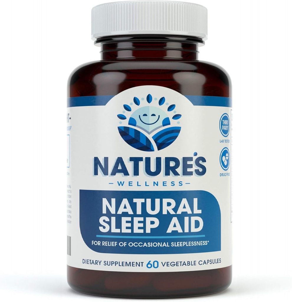 Premium Natural Sleep Aid for Adults - Effective Relief - Non Habit Forming - Wake Up Feeling Refreshed - Proprietary Blend with Melatonin, Tryptophan, Magnesium, Valerian, Chamomile & More - 60 Veg