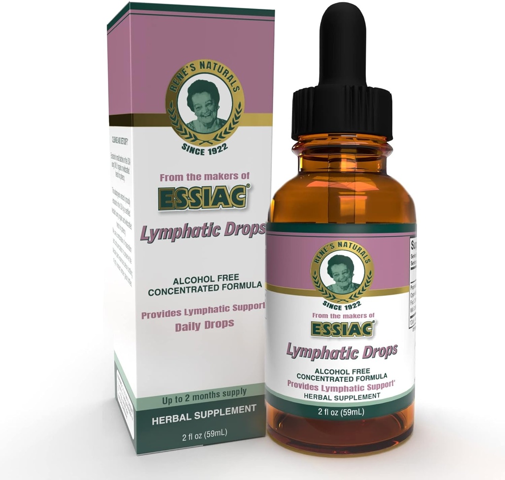 Rene's Naturals Lymphatic Drops, 100% Organic and Wild Crafted Herbs, Alcohol-Free, Sugar-Free, Whole Plant Certified. 2oz up to 2 Months Supply. 100% Vegan Herbal Supplement, Certified Kosher