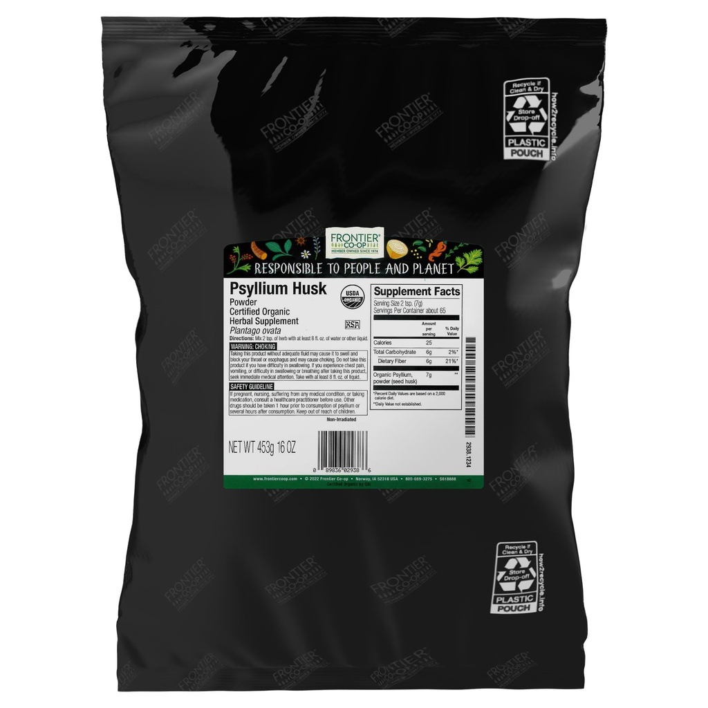 Frontier Co-op Organic Psyllium Husk Powder 1lb